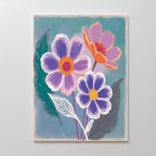 Bloom in Violet & Coral – blush pink botanical canvas wall art print by Aspire Prints