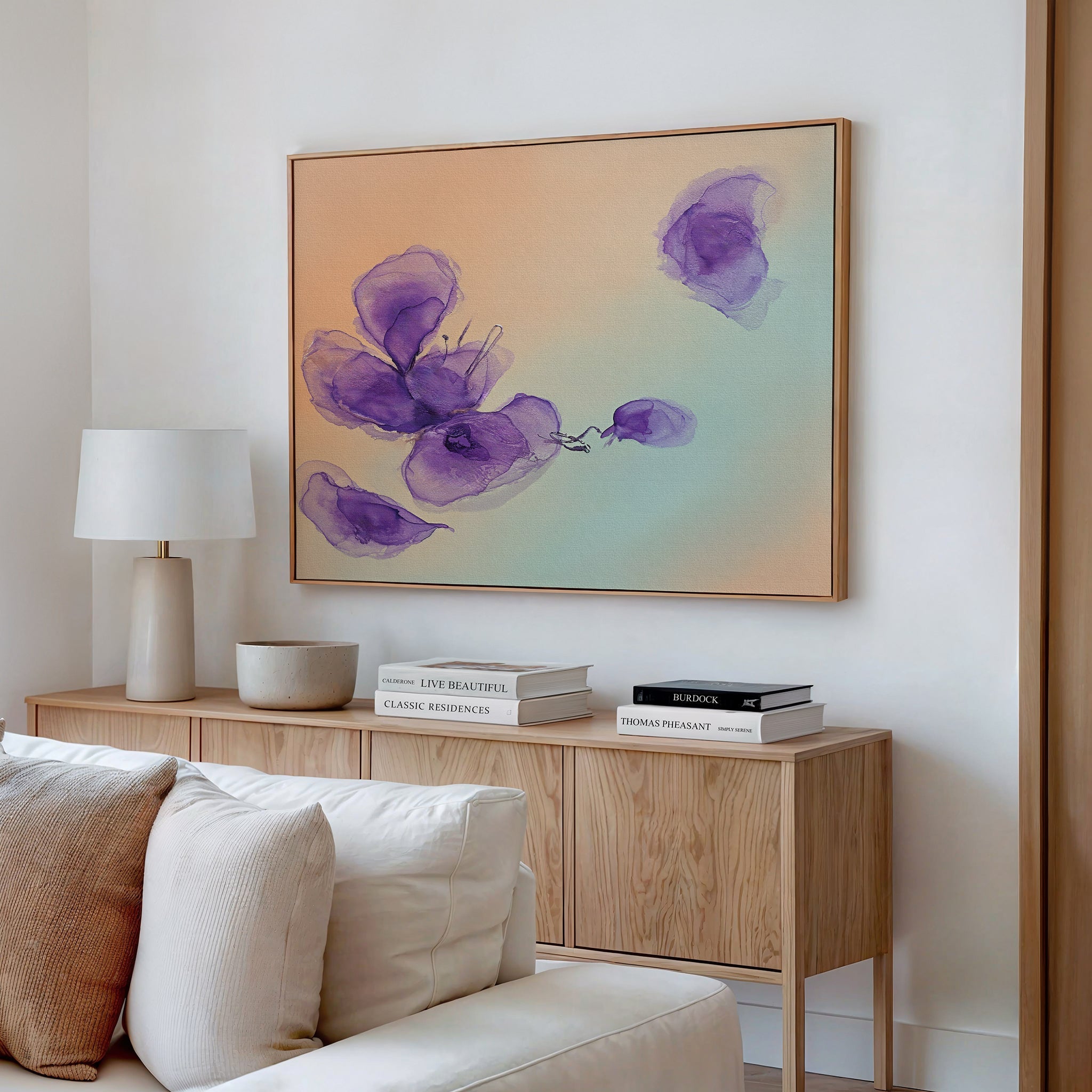 Whispers in Lavender – blush pink botanical canvas wall art print by Aspire Prints