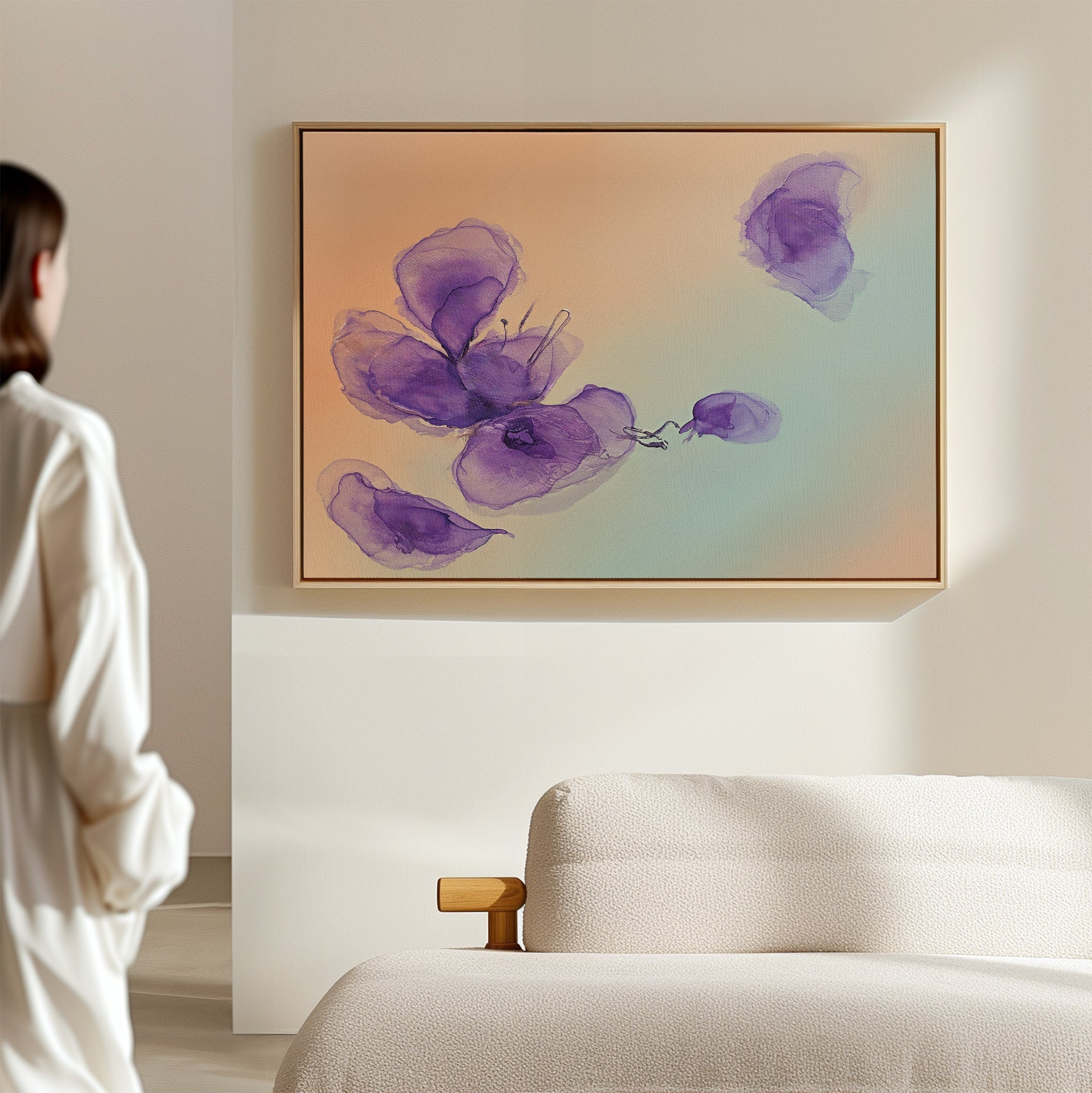 Whispers in Lavender – blush pink botanical canvas wall art print by Aspire Prints