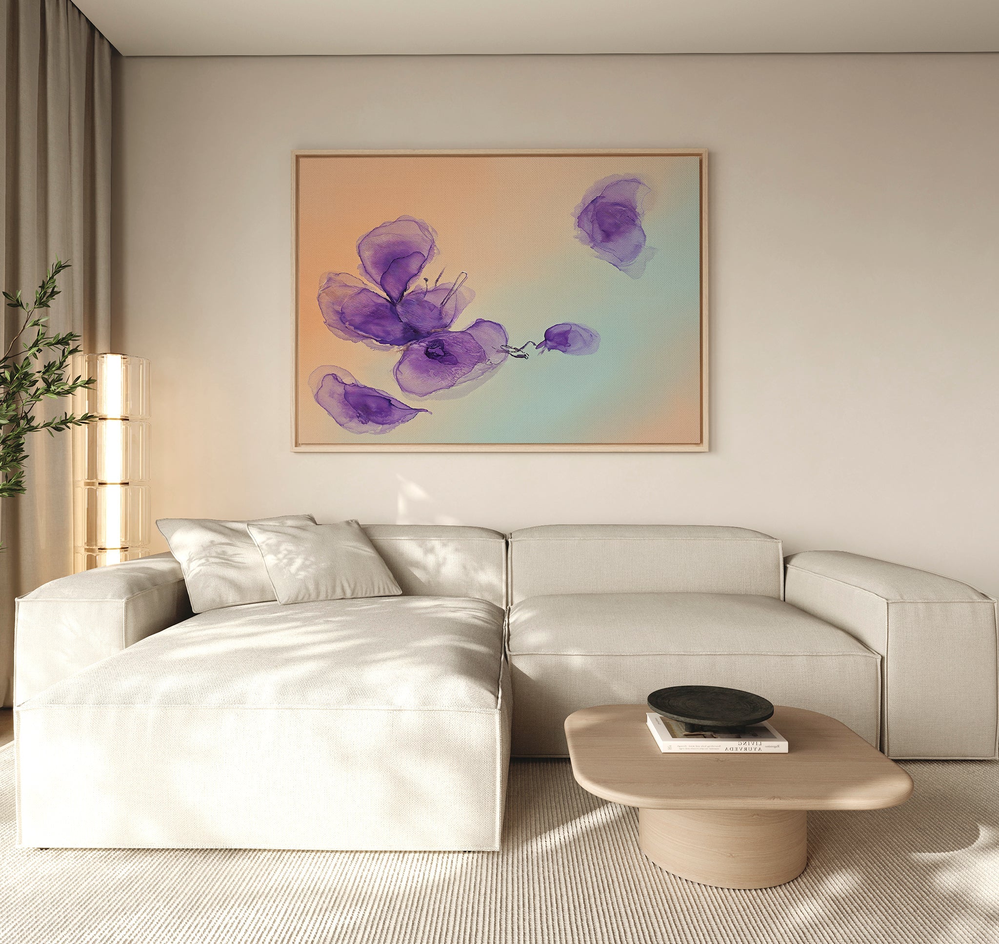 Whispers in Lavender – blush pink botanical canvas wall art print by Aspire Prints