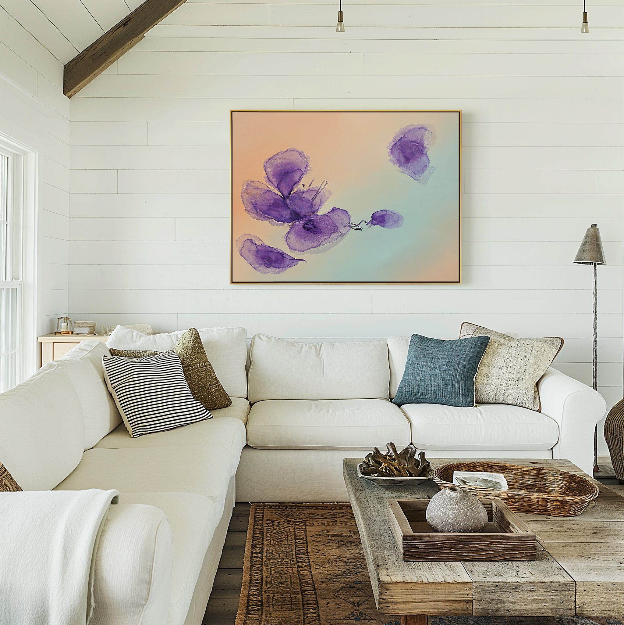 Whispers in Lavender – blush pink botanical canvas wall art print by Aspire Prints