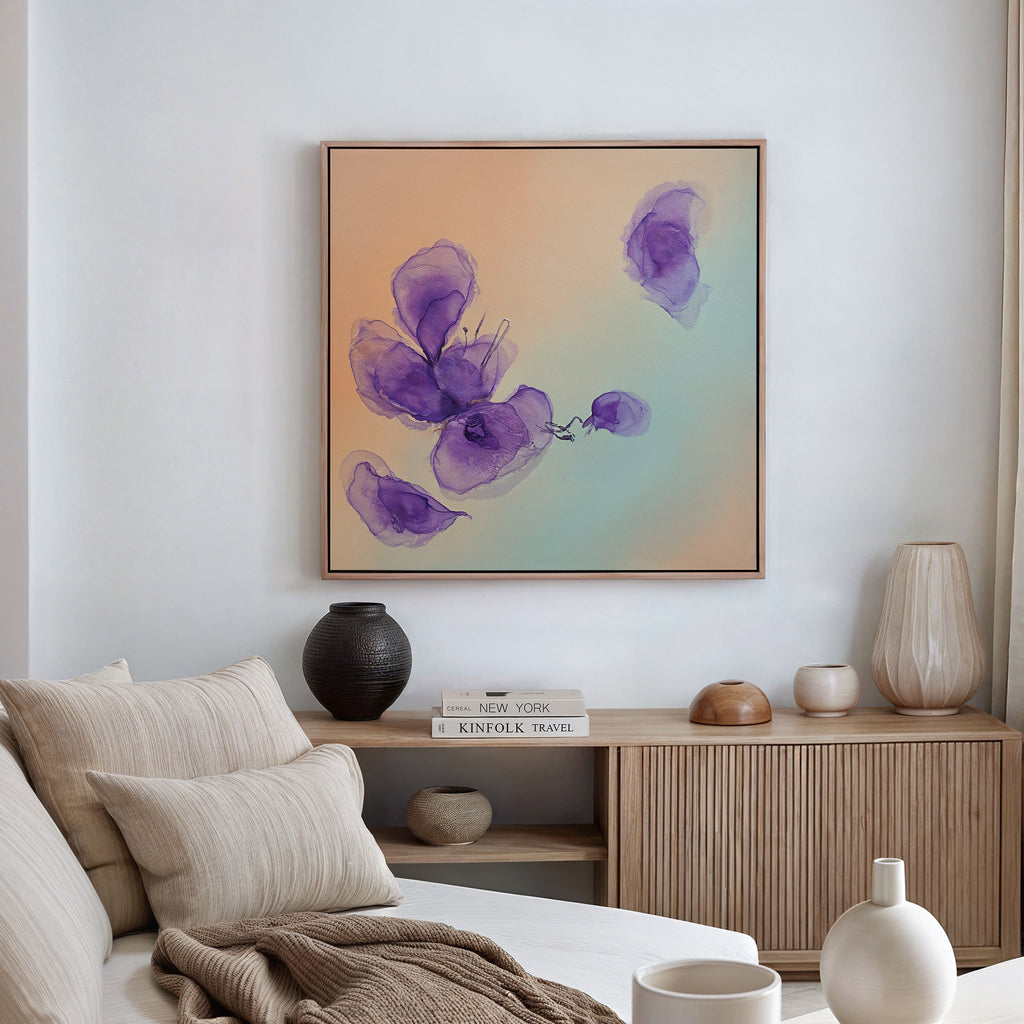 Whispers in Lavender – blush pink botanical canvas wall art print by Aspire Prints