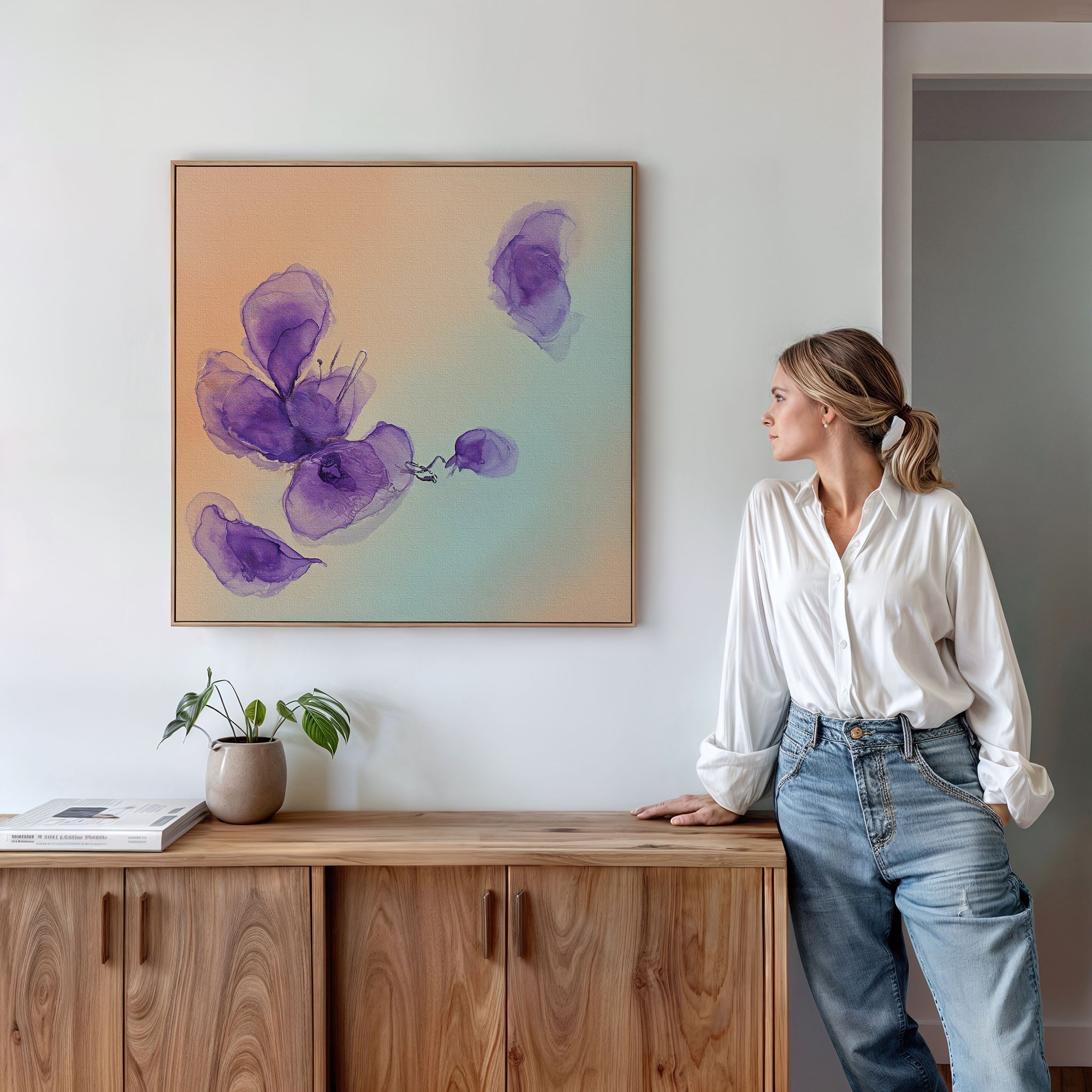 Whispers in Lavender – blush pink botanical canvas wall art print by Aspire Prints