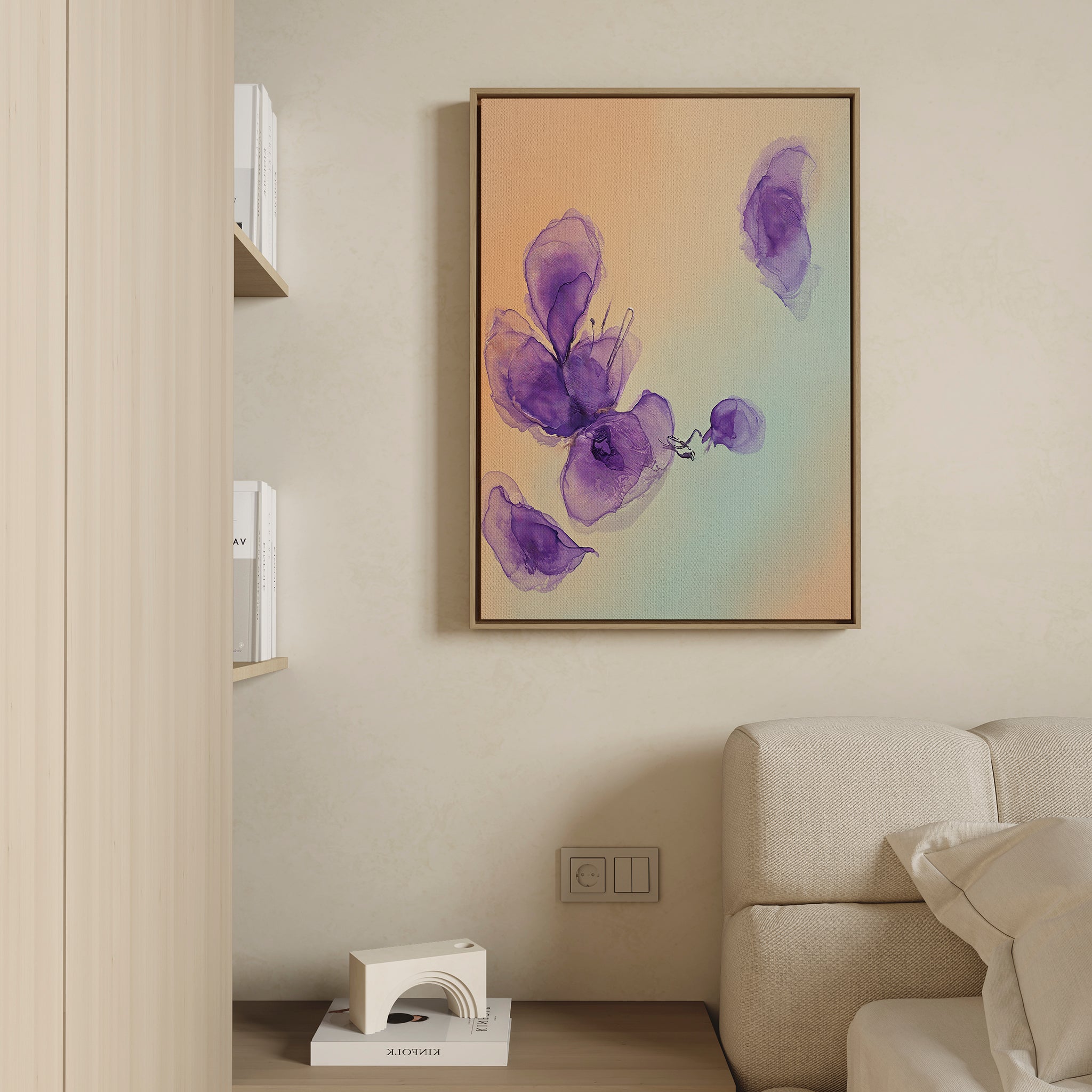 Whispers in Lavender – blush pink botanical canvas wall art print by Aspire Prints