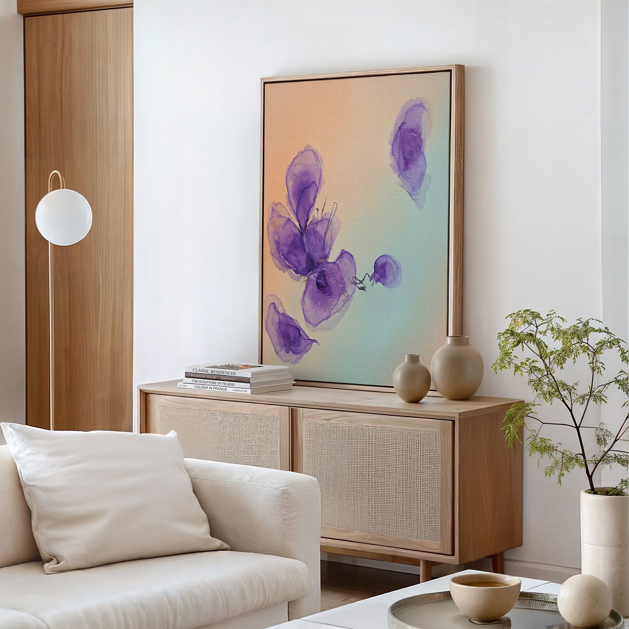 Whispers in Lavender – blush pink botanical canvas wall art print by Aspire Prints