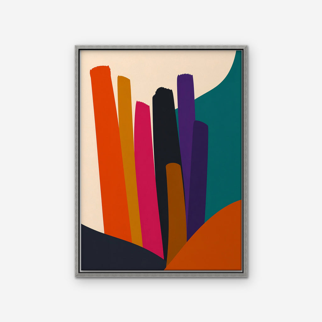 Vivid Color Columns Canvas Art - Vertical – Silver Floating Frame on white background