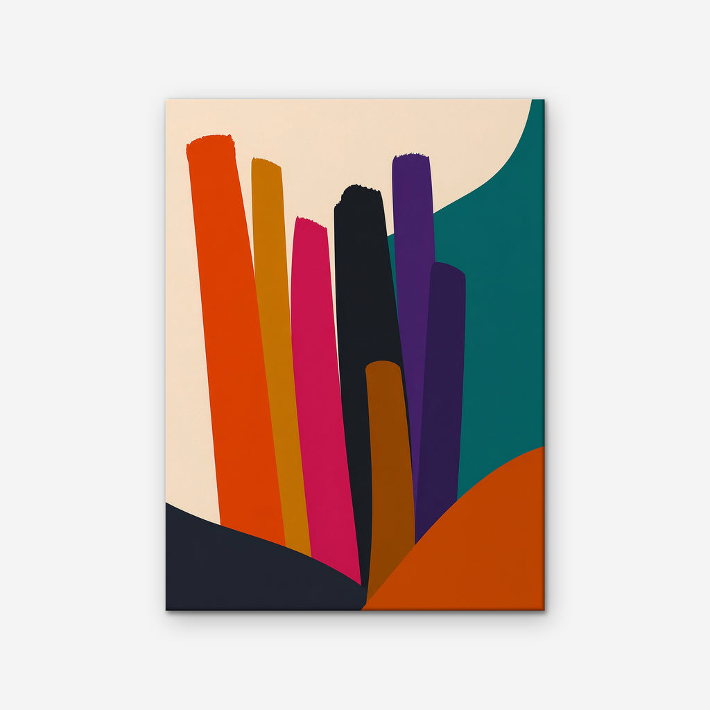 Vivid Color Columns Canvas Art – vertical bold multicolor abstract print as a gallery-wrapped canvas on a white background
