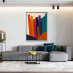 Vivid Color Columns Canvas Art - Vertical – White Floating Frame in room setting