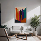Vivid Color Columns Canvas Art - Vertical – White Floating Frame in room setting
