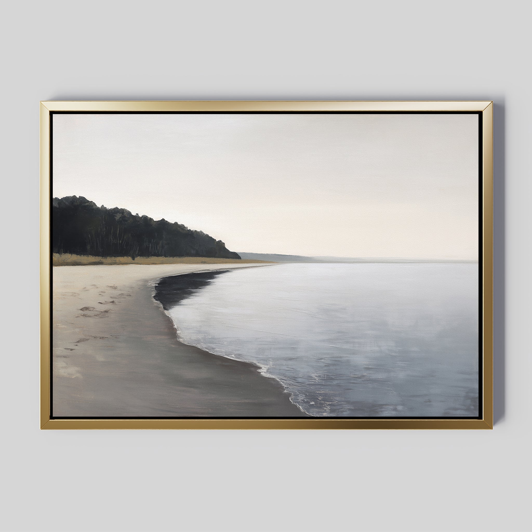 Hush of the Northern Tide – neutral-toned coastal canvas wall art print by Aspire Prints
