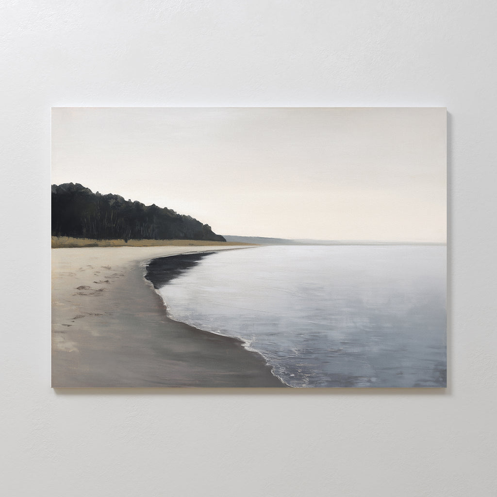 Hush of the Northern Tide – neutral-toned coastal canvas wall art print by Aspire Prints