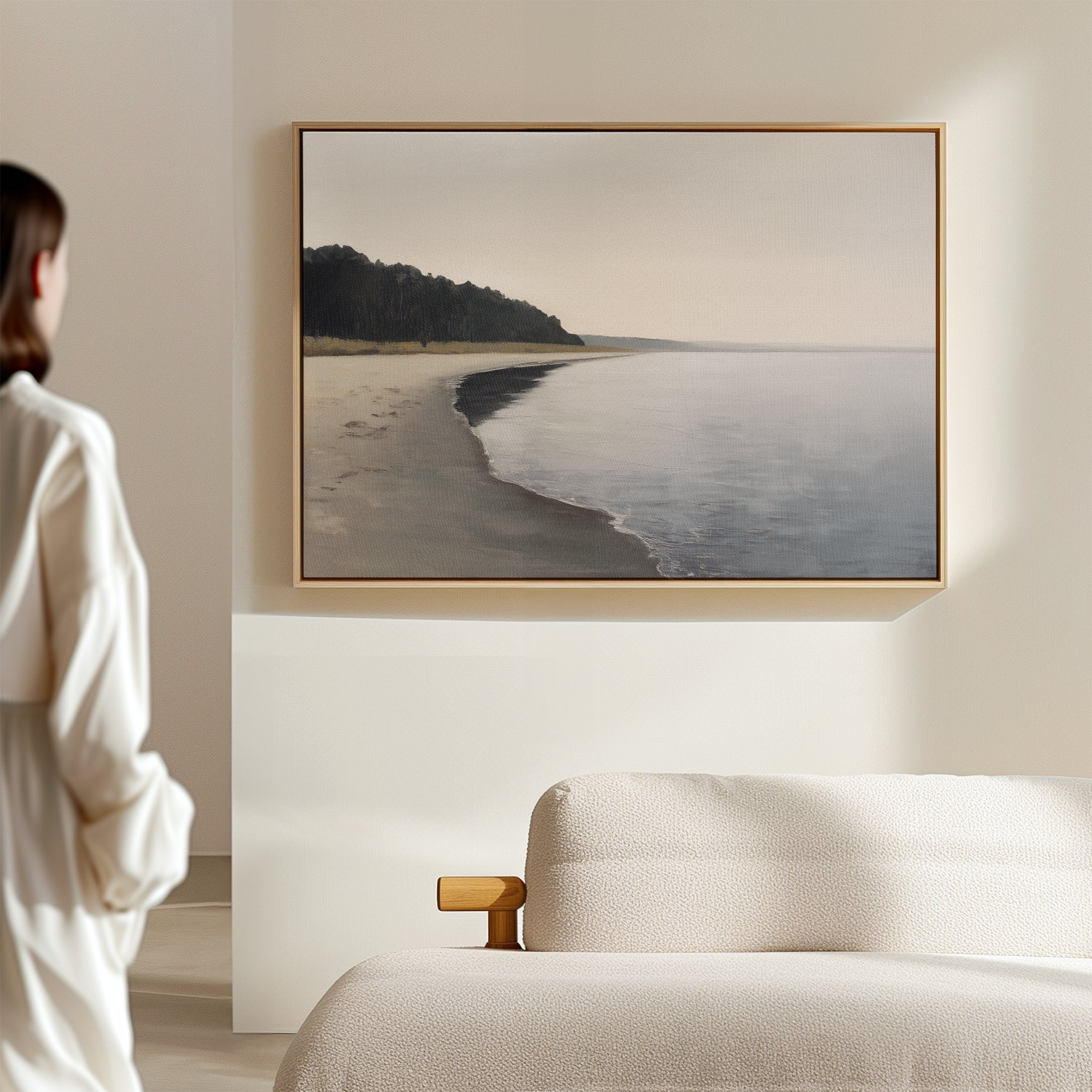 Hush of the Northern Tide – neutral-toned coastal canvas wall art print by Aspire Prints