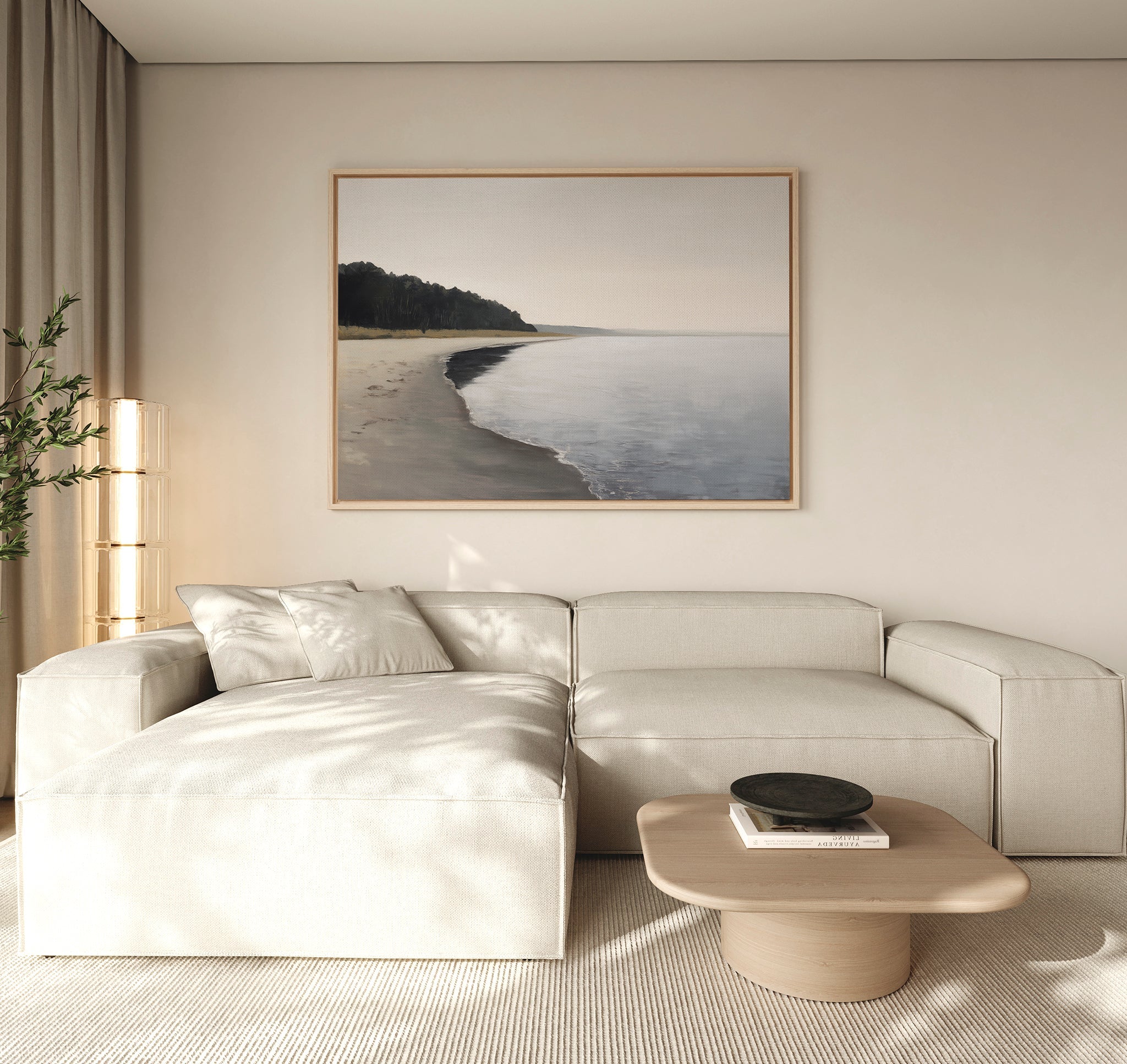 Hush of the Northern Tide – neutral-toned coastal canvas wall art print by Aspire Prints