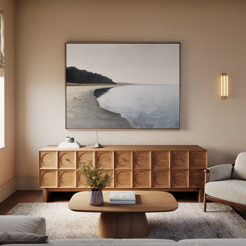 Hush of the Northern Tide – neutral-toned coastal canvas wall art print by Aspire Prints