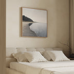 Quiet Tides at the Edge of Pines – neutral-toned coastal canvas wall art print by Aspire Prints