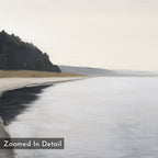 Quiet Tides at the Edge of Pines – neutral-toned coastal canvas wall art print by Aspire Prints