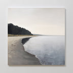 Quiet Tides at the Edge of Pines – neutral-toned coastal canvas wall art print by Aspire Prints