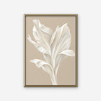 White Leaf Canvas Art - Vertical – Gold Floating Frame on white background