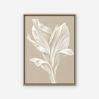 White Leaf Canvas Art - Vertical – Oak Floating Frame on white background