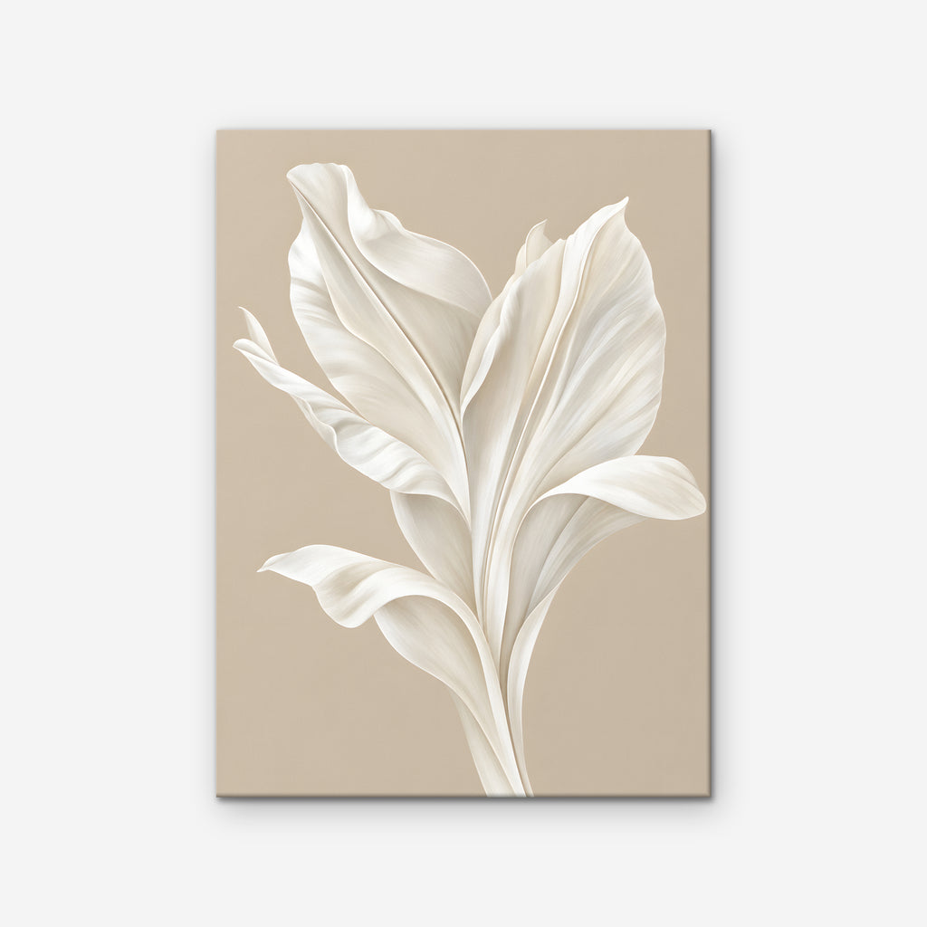 White Leaf Canvas Art - Vertical – Stretched Canvas Only on white background