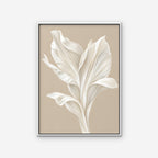 White Leaf Canvas Art - Vertical – White Floating Frame on white background