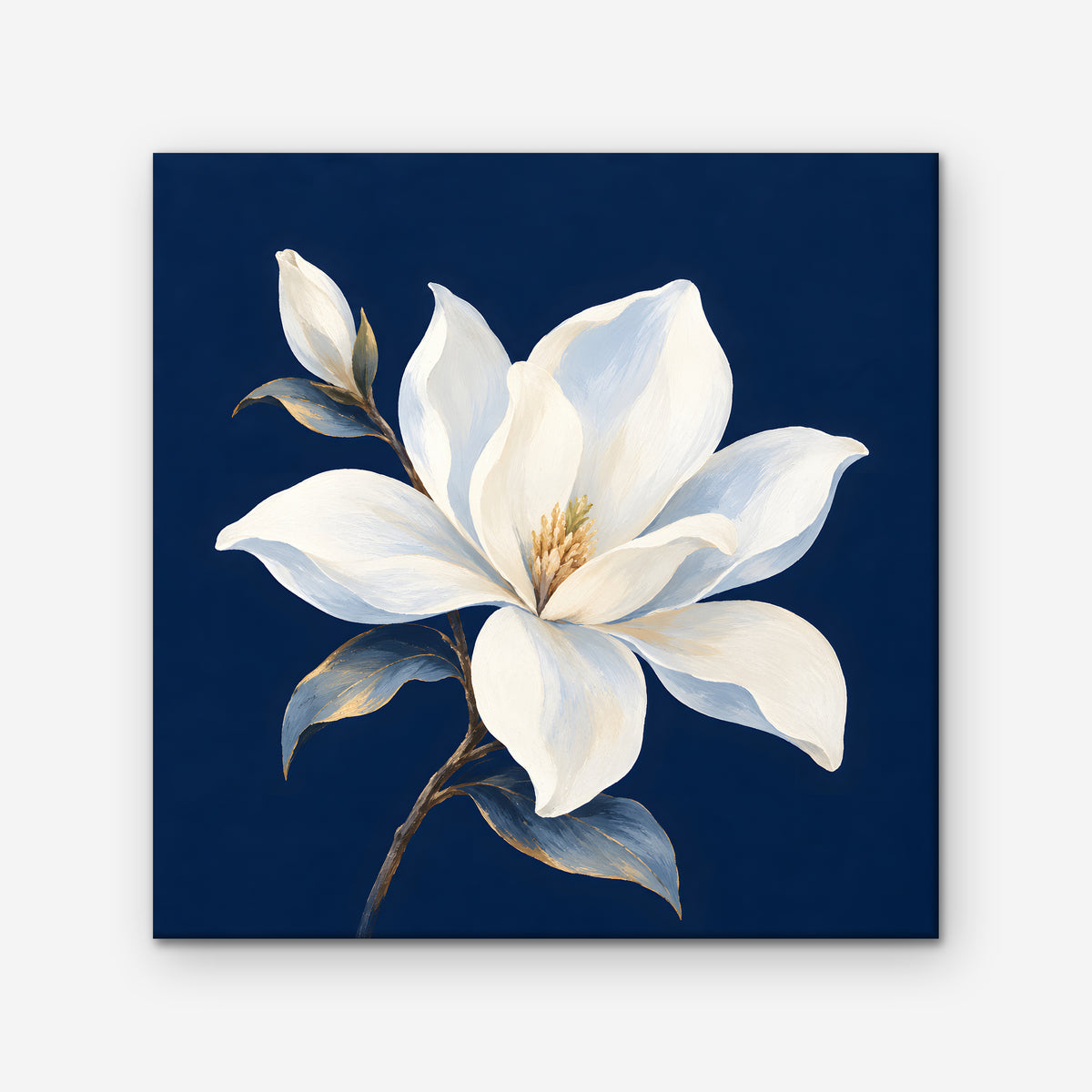 White Magnolia Canvas Art - Square – Stretched Canvas Only on white background