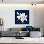 White Magnolia Canvas Art - Square – White Floating Frame in room setting