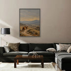 Wild Horses Trail Canvas Art - Vertical – Silver Floating Frame in room setting