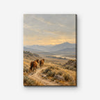 Wild Horses Trail Canvas Art - Vertical – Stretched Canvas Only on white background