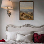 Wild Horses Trail Canvas Art - Vertical – Walnut Floating Frame in room setting