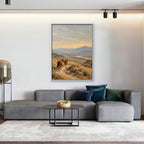 Wild Horses Trail Canvas Art - Vertical – White Floating Frame in room setting