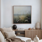 Meadow Whispers in Bloom – green botanical canvas wall art print by Aspire Prints