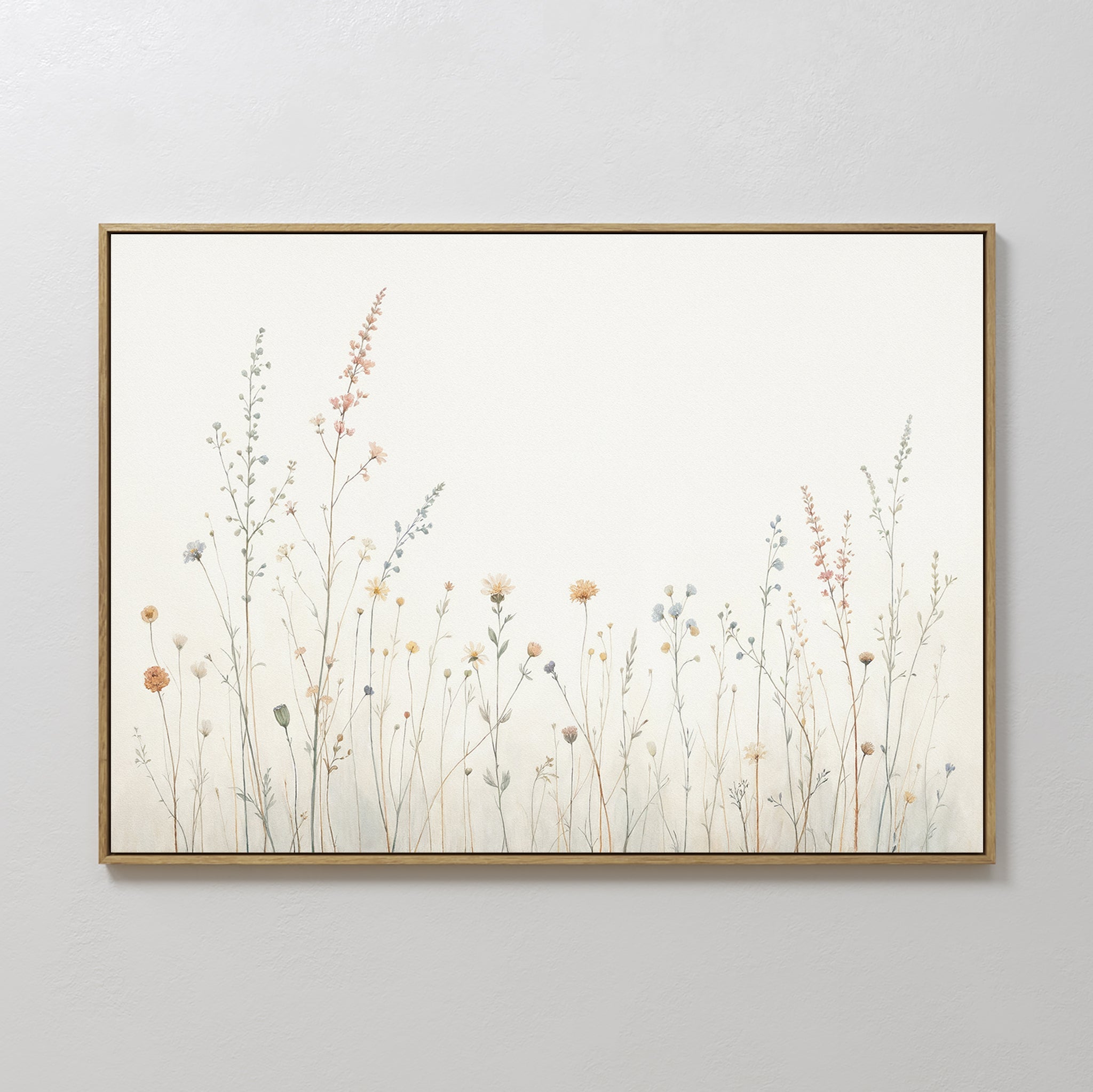 Whispers of the Meadow Canvas Print – beige and white botanical canvas wall art print by Aspire Prints