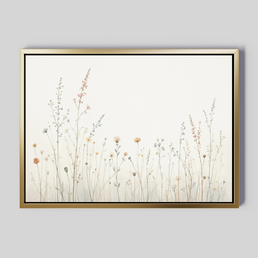 Whispers of the Meadow Canvas Print – beige and white botanical canvas wall art print by Aspire Prints