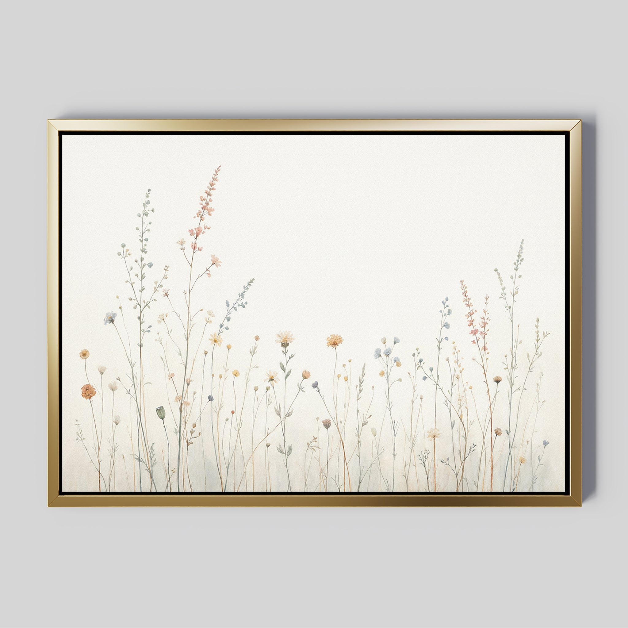 Whispers of the Meadow Canvas Print – beige and white botanical canvas wall art print by Aspire Prints