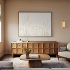 Whispers of the Meadow Canvas Print – beige and white botanical canvas wall art print by Aspire Prints