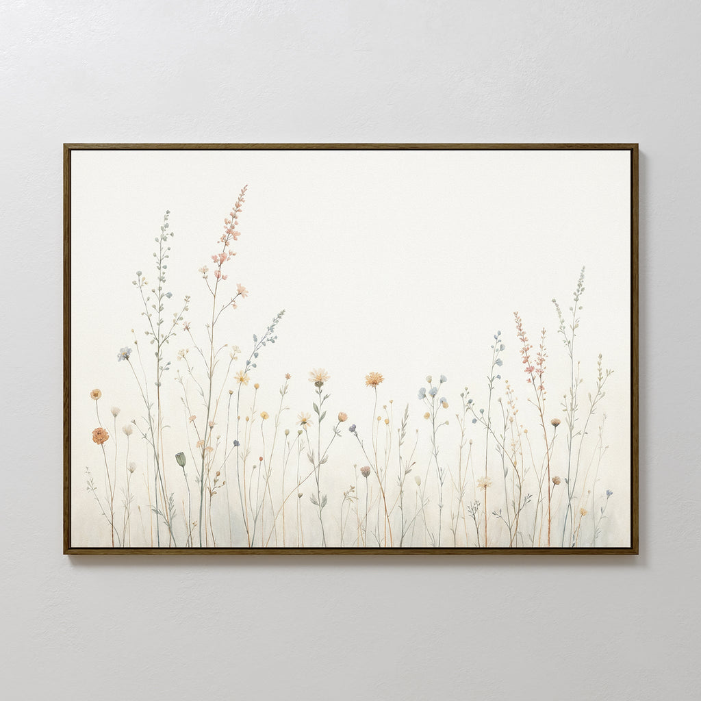 Whispers of the Meadow Canvas Print – beige and white botanical canvas wall art print by Aspire Prints