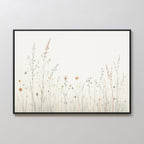 Whispers of the Meadow Canvas Print – beige and white botanical canvas wall art print by Aspire Prints