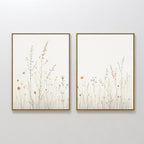 Whispers of the Meadow – Set of 2 Canvas Prints set of 2 – beige and white botanical canvas wall art by Aspire Prints