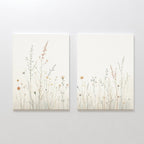 Whispers of the Meadow – Set of 2 Canvas Prints set of 2 – beige and white botanical canvas wall art by Aspire Prints