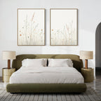 Whispers of the Meadow – Set of 2 Canvas Prints set of 2 – beige and white botanical canvas wall art by Aspire Prints