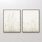 Whispers of the Meadow – Set of 2 Canvas Prints set of 2 – beige and white botanical canvas wall art by Aspire Prints