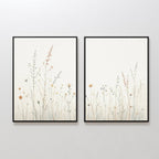 Whispers of the Meadow – Set of 2 Canvas Prints set of 2 – beige and white botanical canvas wall art by Aspire Prints