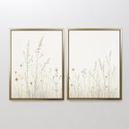 Whispers of the Meadow – Set of 2 Canvas Prints set of 2 – beige and white botanical canvas wall art by Aspire Prints