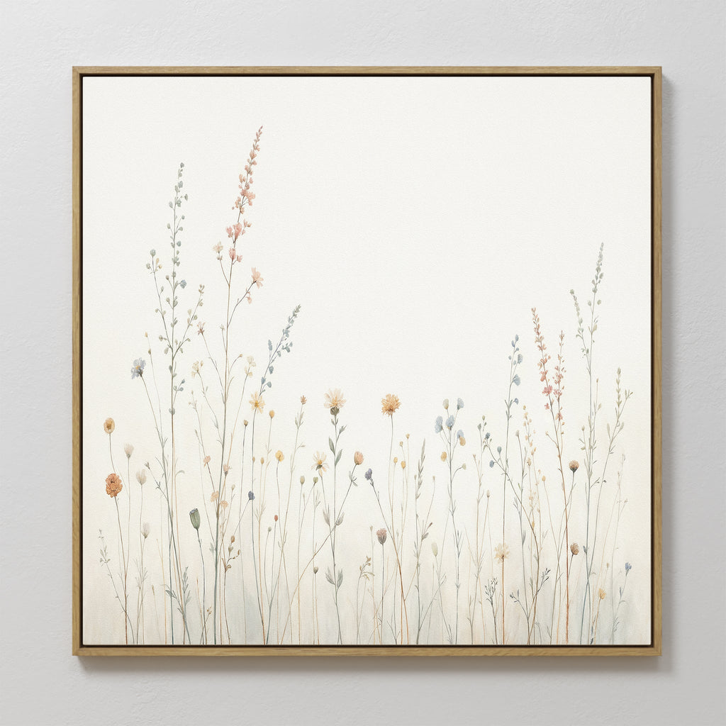 Whispers in Bloom Canvas Print – beige and white botanical canvas wall art print by Aspire Prints