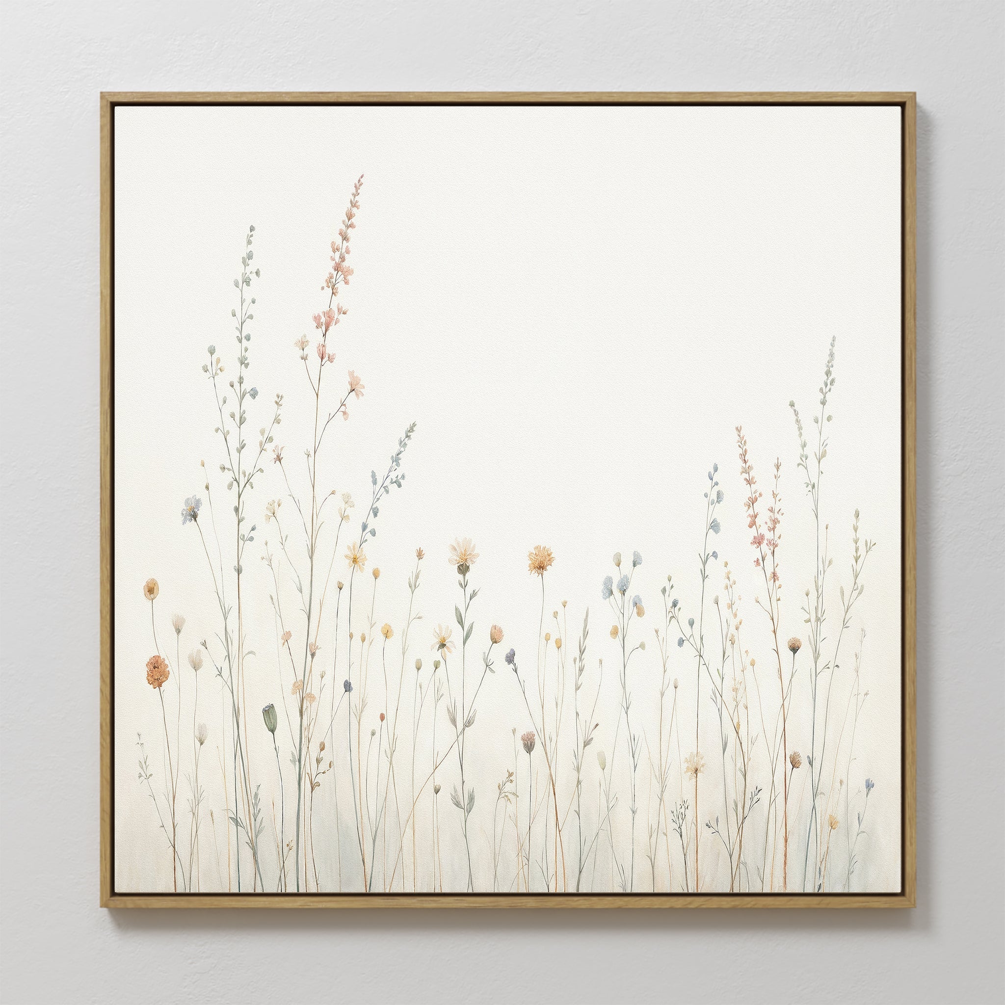 Whispers in Bloom Canvas Print – beige and white botanical canvas wall art print by Aspire Prints