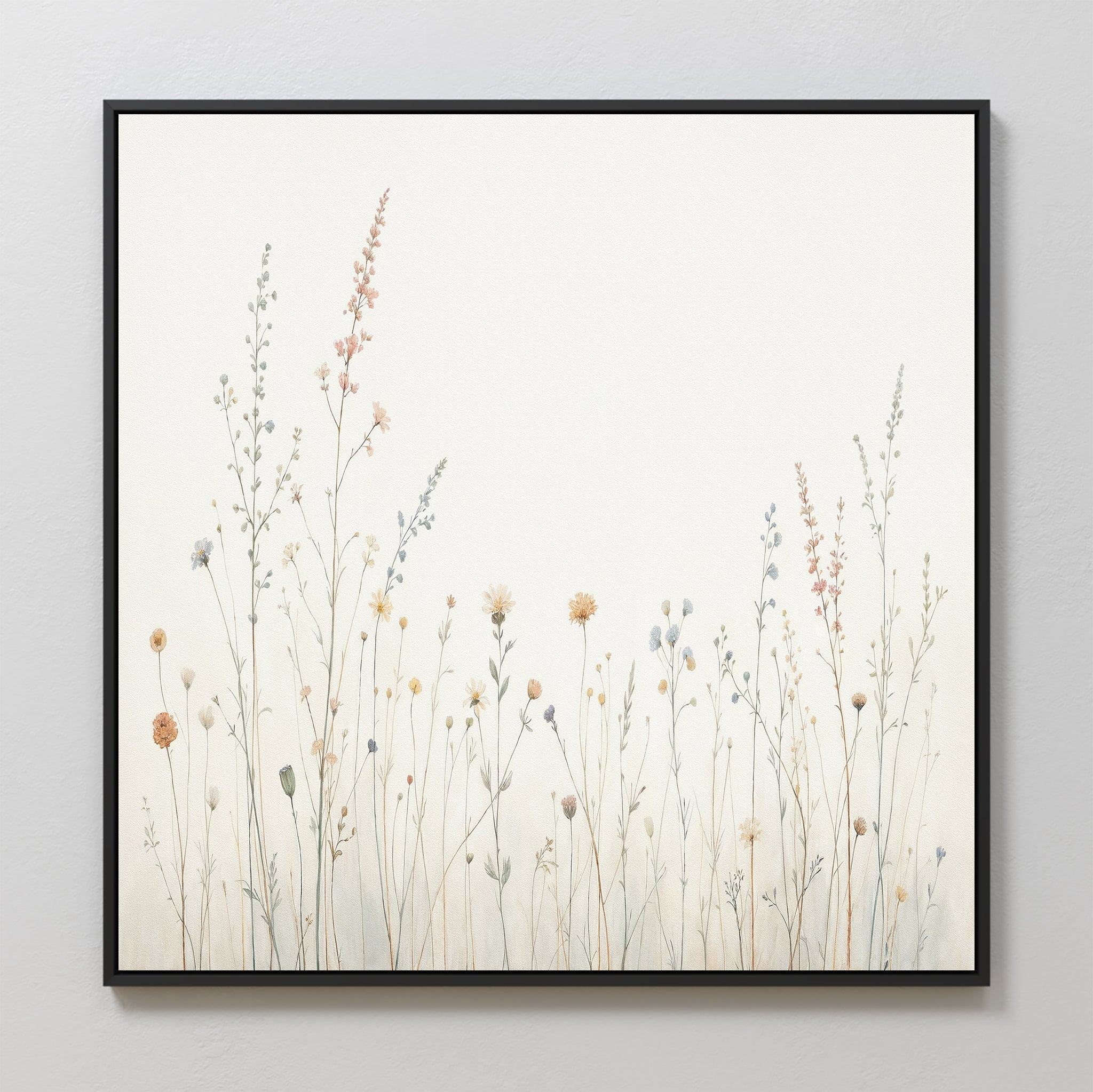 Whispers in Bloom Canvas Print – beige and white botanical canvas wall art print by Aspire Prints