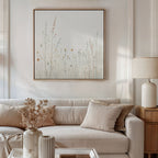 Whispers in Bloom Canvas Print – beige and white botanical canvas wall art print by Aspire Prints