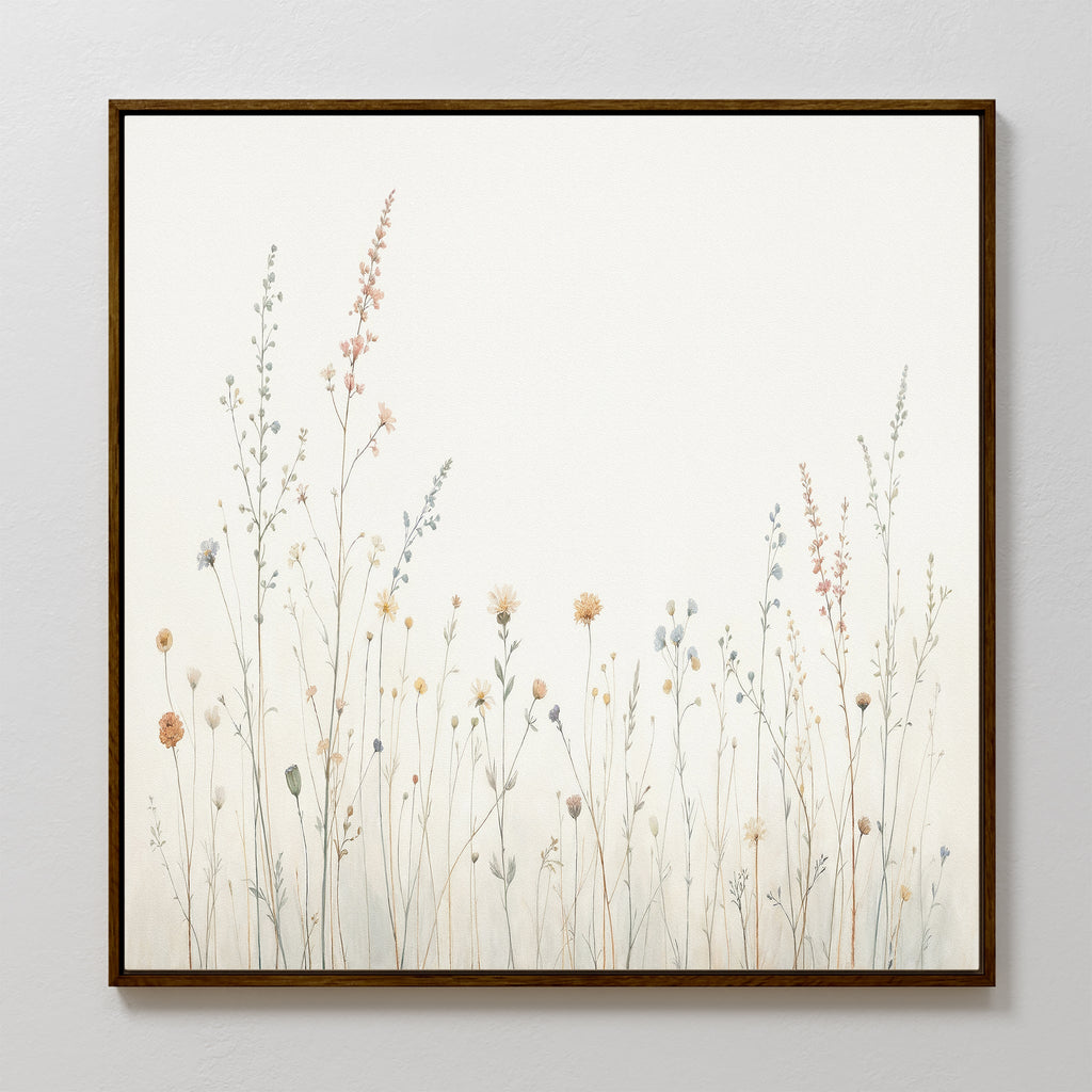 Whispers in Bloom Canvas Print – beige and white botanical canvas wall art print by Aspire Prints