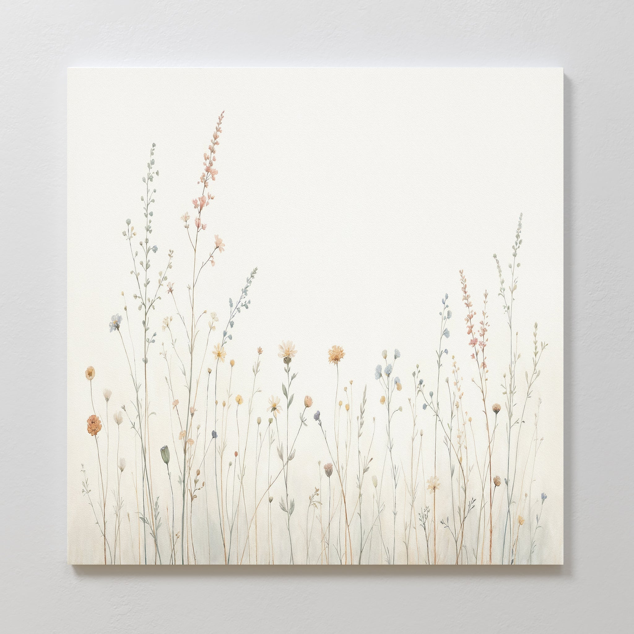 Whispers in Bloom Canvas Print – beige and white botanical canvas wall art print by Aspire Prints